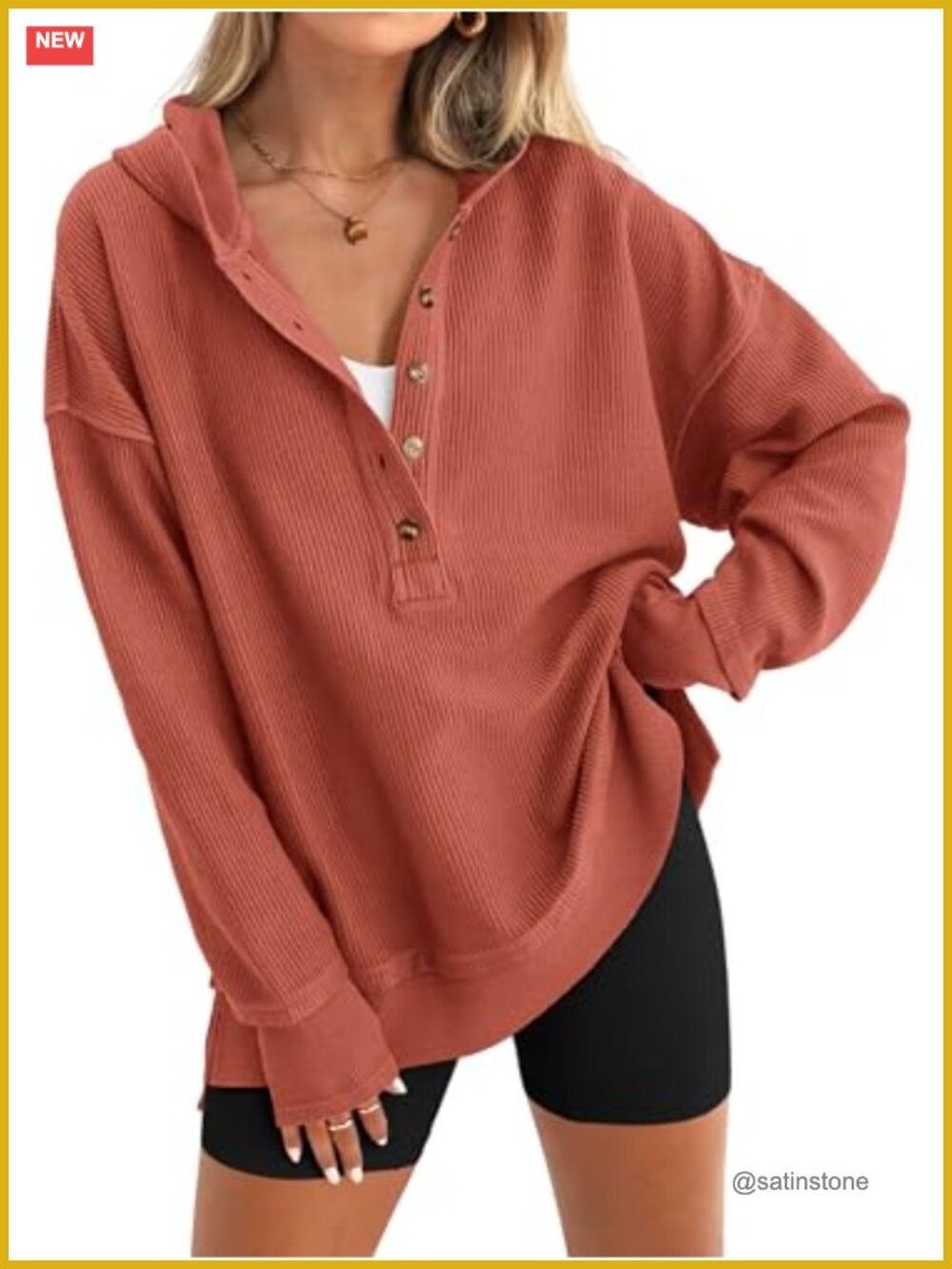 Womens Oversized Button Down Hoodie V Neck Lightweight Sweatshirt